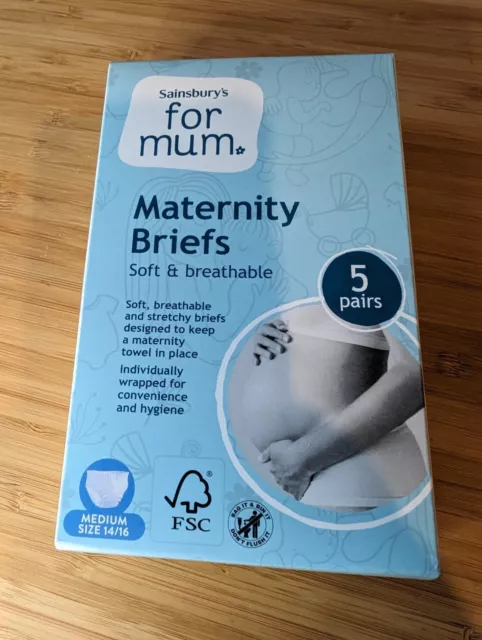 Sainsbury's For Mum 5 Maternity Disposable Briefs Medium Size 14-16 Up To 116 cm