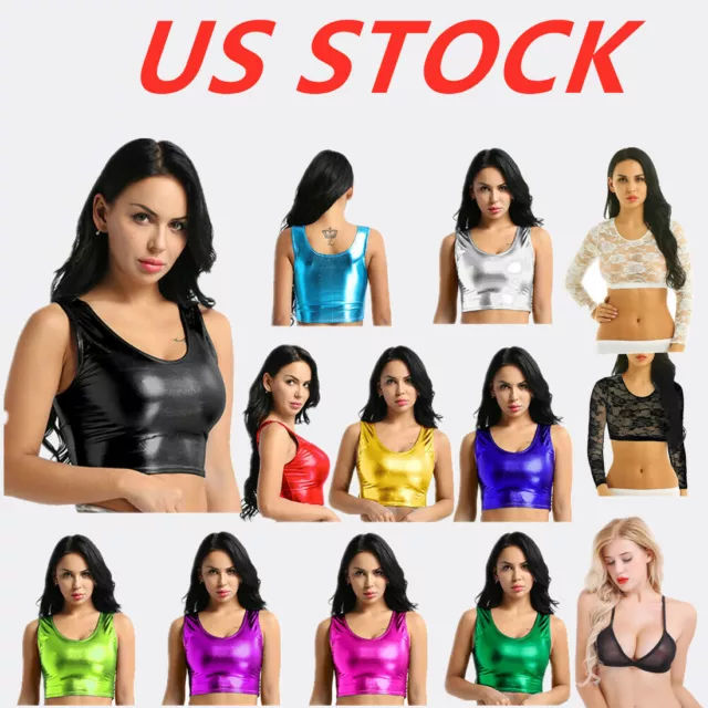 Womens Punk Goth Bras Studs Rivet Bra Fingers/Wings Push Up Top Club Party  Rave 