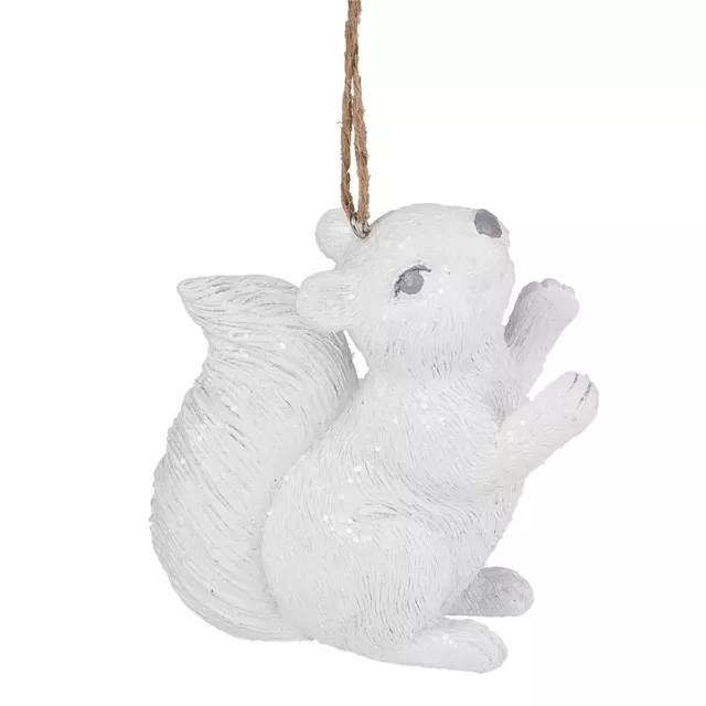 3.5" Snow White Glitter Squirrel Ornament Woodland Forest Animal Christmas Decor