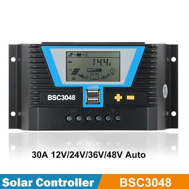 Con retroiluminación Regulador de Carga BSC3048 12V/24 V/36 V/48 V 30 A