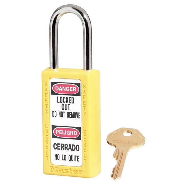 MASTER LOCK 411KAS6YLW Lockout Padlock,KA,Yellow,3"H,PK6