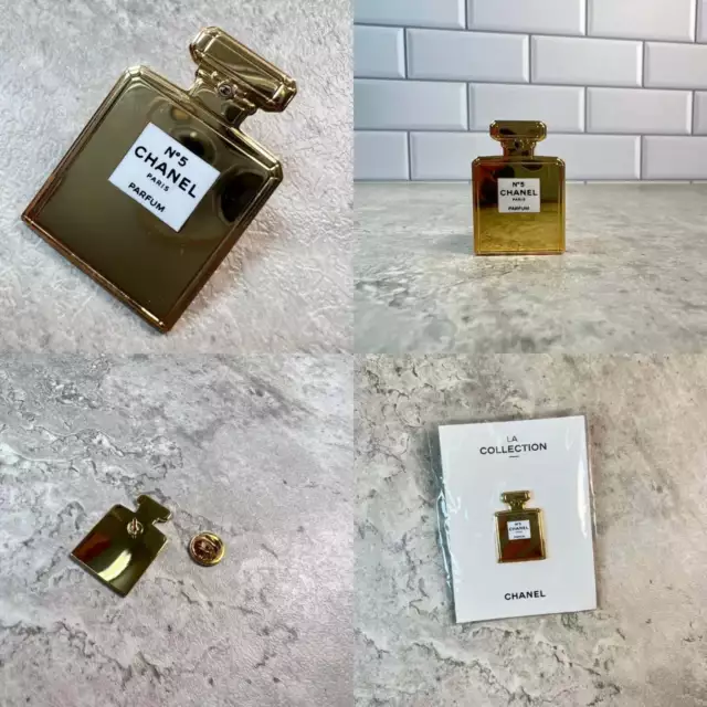 CHANEL VIP GIFT 2021' Black & Gold No.5 Perfume Logo Round Pin Brooch - New  $28.99 - PicClick