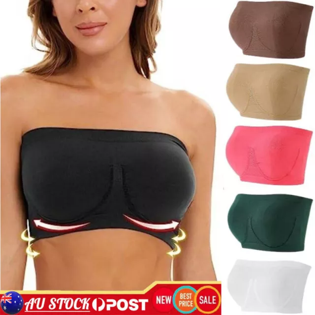 Women's Stretchable Non-slip Strapless Bandeau Bra Seamless Wireless Padded Bra