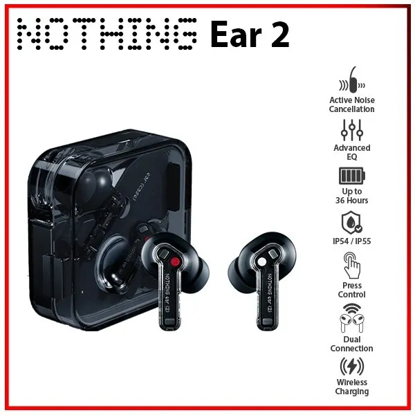  Nothing Ear (2) - Wireless Earbuds with ANC (Active Noise  Cancelling), Hi-Res Audio Certified, Dual Connection, Powerful 11.6 mm  Custom Driver - White : Electronics