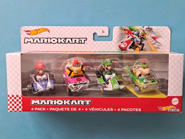 Pack 4 Hot Wheels Mario Kart – Circuit Special Bowser Jr Et Luigi