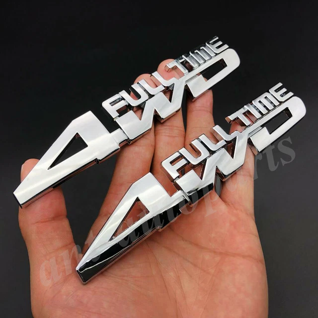 2x Metal Chrome 4WD FULL TIME 4X4 Car Fender Trunk Emblem Badge Decals Sticker