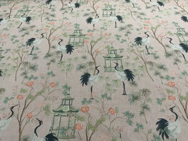 Sandhill Cranes Sulking Room  Pink Linen/Cotton Curtain/Upholstery Fabric