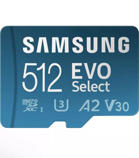 Samsung EVO Select 512GB microSDXC UHS-I U3 130MB/s Full HD & 4K UHD Memory Card