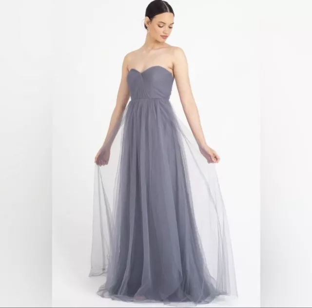 Jenny Yoo BHLDN Annabelle convertible bridesmaid dress size 4 gray hydrangea