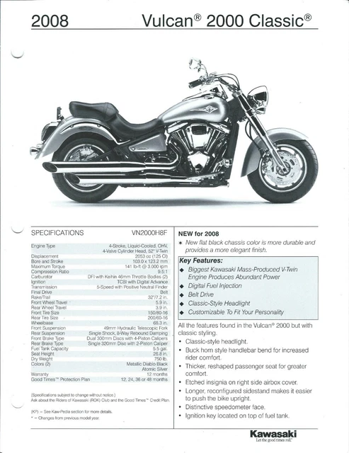 MOTORCYCLE DATA SHEET - Kawasaki - Vulcan 2000 Classic - 2008 ...