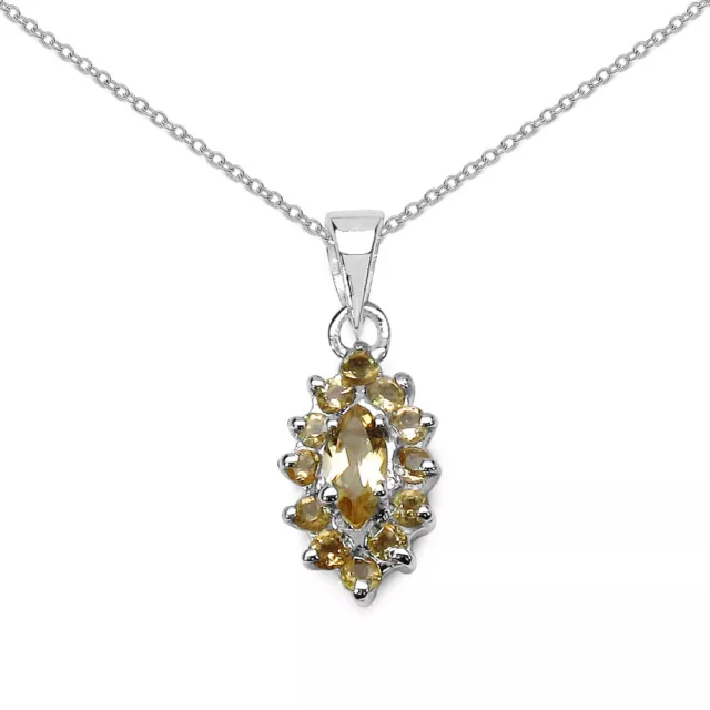 0,60 Carat Citrine Pendentif 925 Argent Collier Chaîne Jaune D'Or Edesltein Top