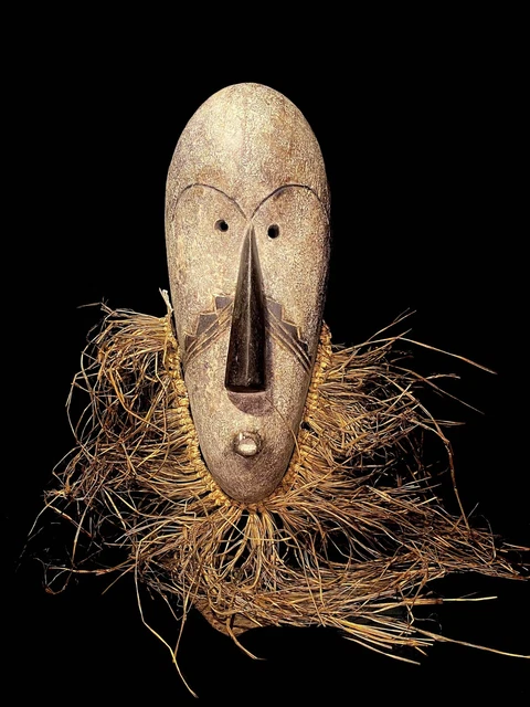 African Tribal Face Mask Wood Hand Carved old & tribal used african fang -3140