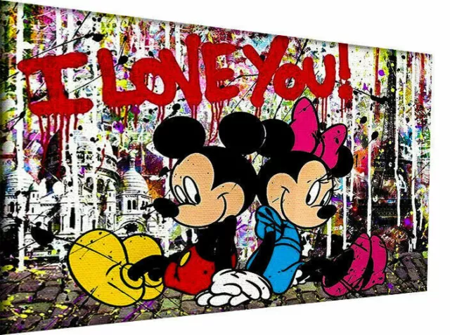 Micky Maus Pop Art  Kunst Leinwand Bilder Wandbilder - Hochwertiger Kunstdruck