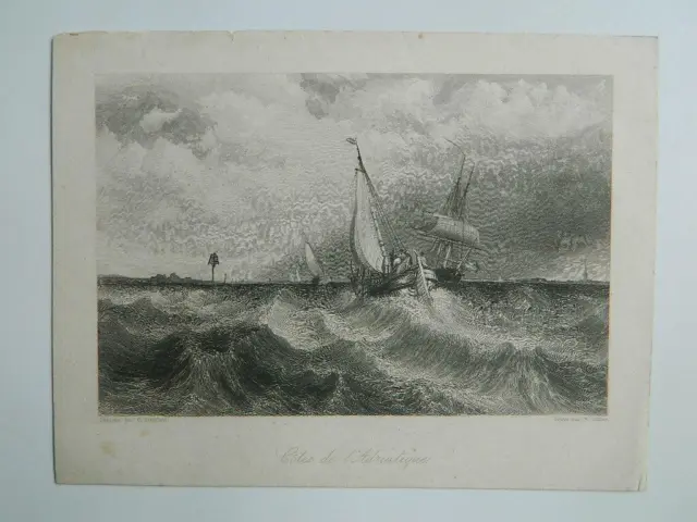 Engraving Marine After C.Stanfield Gravée Per W.Miller Ribs of the Adriatic