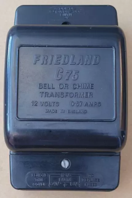 Vintage Bakelite Doorbell Chime Transformer Friedland C75 - 12V 0.67 Amps