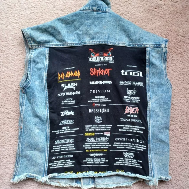 Download Festival Distressed Denim Battle Jacket cropped vest size 10