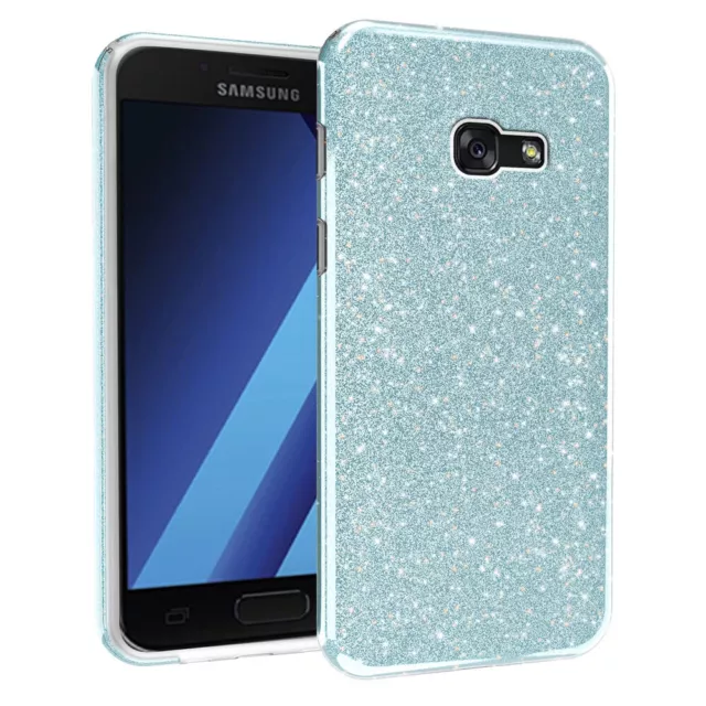 Custodia Brillantini Cover Glitter 3 in 1 per Samsung Galaxy A3 2017 Azzurro