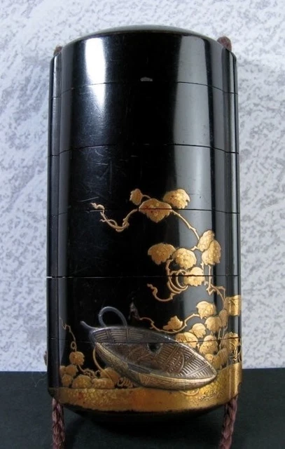 Tadamitsu Koami rooster Lacquer Inro Japan Edo Period original inro antique #4