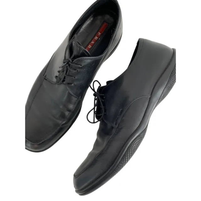 90S Y2K MEN’S Prada Oxford Shoes Black Size 9 4E Xwide 6220 EUC Lace Up ...
