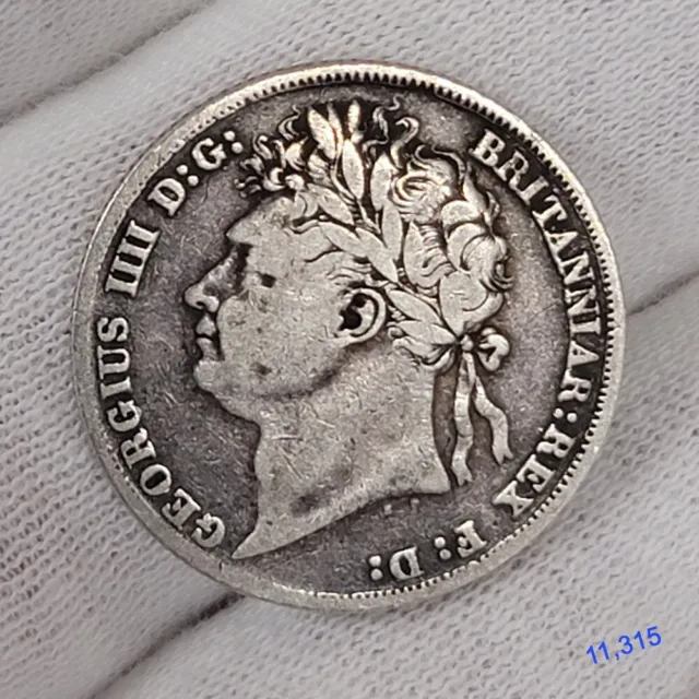1824 1 Shilling George IV  Silver Great Britain United Kingdom UK #11315