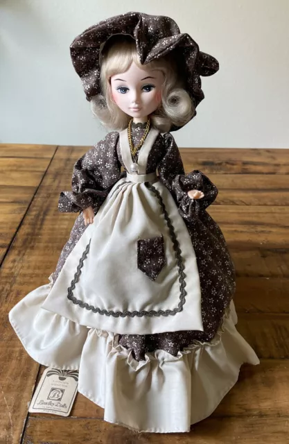 Bradley 13” Blonde Doll Blue Big Eyes “Rachel” Brown Dress, Hat & Necklace w/tag