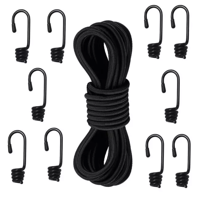 Expanderseil 10m / 33ft mit 10 Spiralhaken Gummispanner Expanderseile Schwarz...