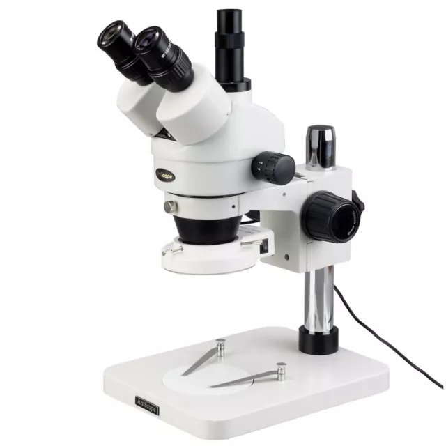AmScope 3.5X-90X Inspection Trinocular Zoom Stereo Microscope + 144-LED