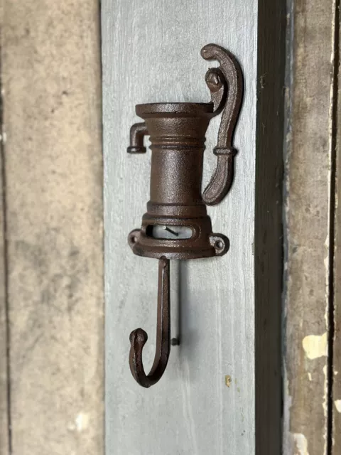 Cast Iron Well Water Pump Wall Hanger Hook Vintage Antique Style Hat Coat Towel