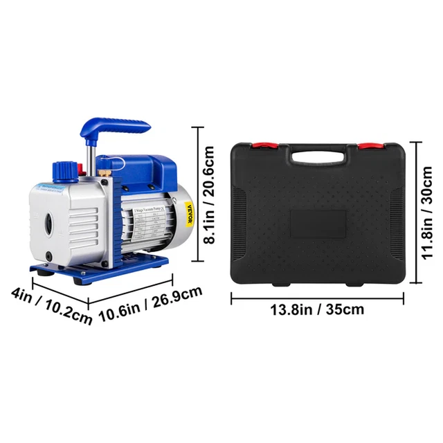 1.8-4.8CFM Refrigerant Vacuum Pump Kits HVAC Refrigeration 1/4 HP Manifold Gauge