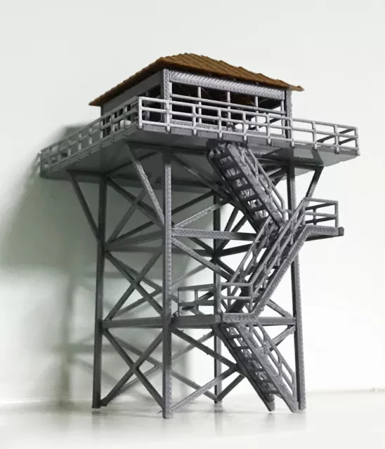 Outland Models Railway Scenery Watchtower / Lookout Tower (Grey) HO Scale 1:87