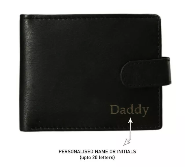 Personalised Engraved Bifold Genuine Soft Leather Mens Wallet Luxury Quality