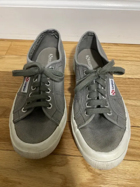 Superga 2750 Cotu Classic Gray Canvas Low Shoes Womens 8 Or 39 Sneakers