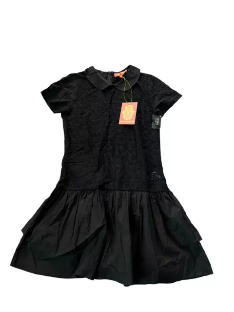MANOUSH WOMENS SIZE 38 Dress Black Short Sleeve Lace Bow Robe Cancan ...