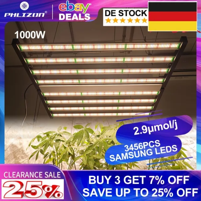 Phlizon 1000W LED Grow Light Full Spectrum Dimmable Indoor Commercial Bar Lampe