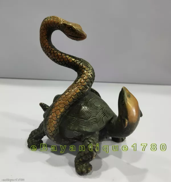 collectable bronze Vintage Old Handwork Tibet Snake Tortoise Exorcism Statue