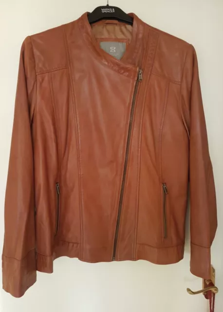 Lakeland Tan Ladies Leather Jacket - Size 20 - Butter Soft Leather - Lined