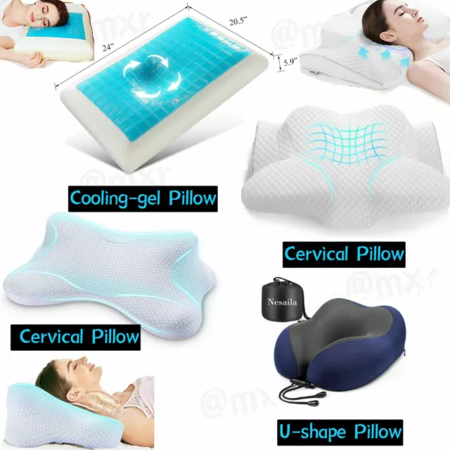 Cooling Gel Memory Foam Pillow Cervical Pillow for Neck and Shoulder Pain Relief
