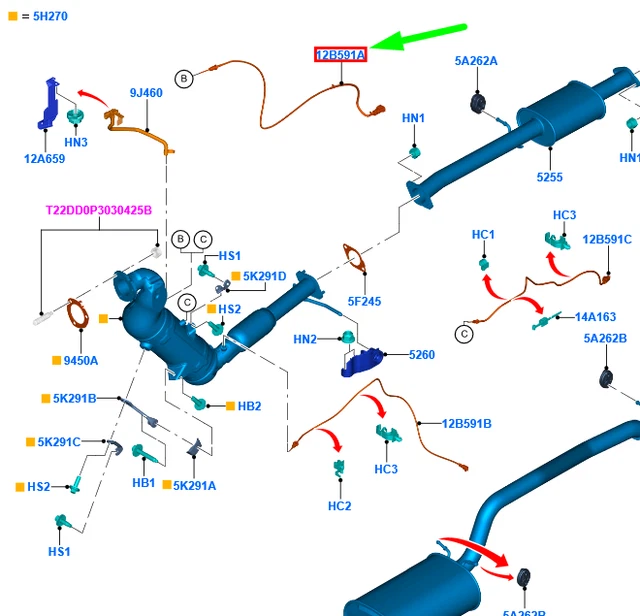 NEW FORD RANGER T6 Mk1 Exhaust Gas Temperature Sensor 2135318 Original