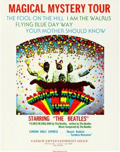 Vintage Beatles Magical Mystery Tour Movie  Poster Print A3/A4