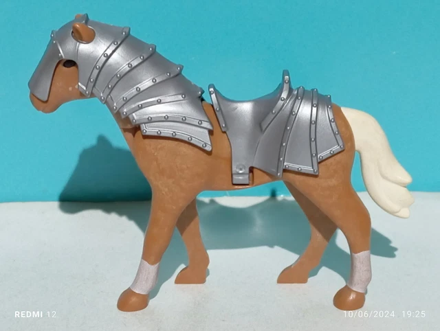 PLAYMOBIL Cavallo Da Battaglia Medievale Con Armatura - Pezzo Singolo Usato