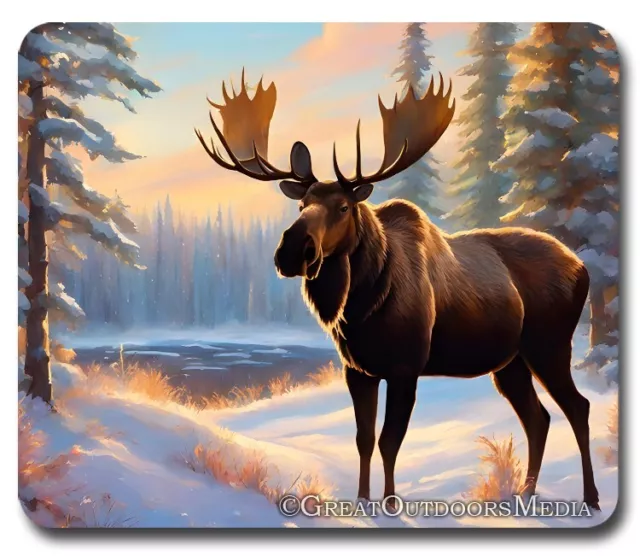 Bull Moose Winter Wild ~ Mouse Pad / PC Mousepad ~ Hunting Outdoor Nature Gift