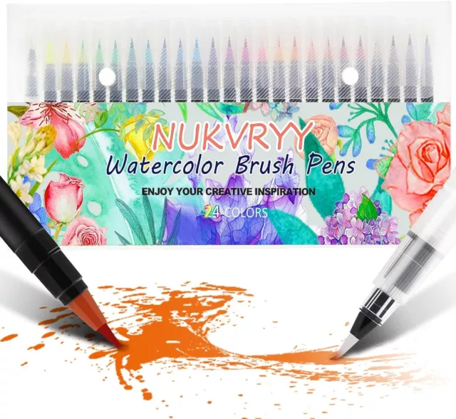 Watercolor Brush Pens 24 Colors Drawing Marker Watercolor Brush Coloring Pen