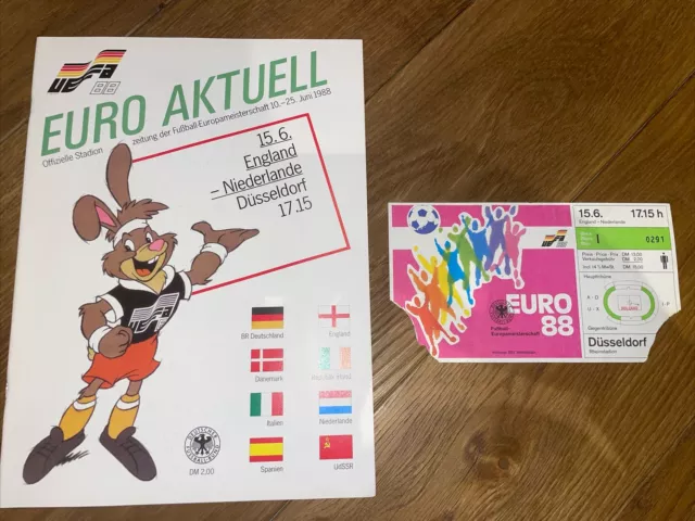 England Vs Netherlands Euro 88 - Programme & Ticket