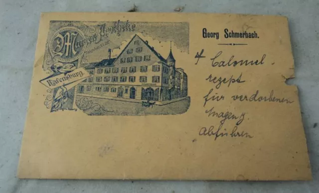 alter kleiner Brief Marien Apotheke Ravensburg