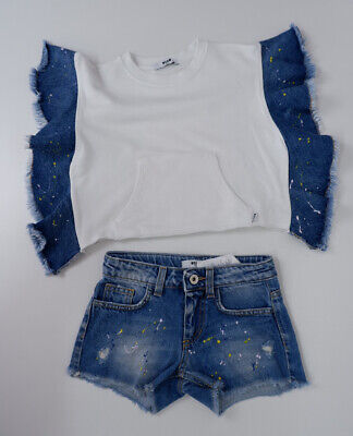 MSGM Girls Outfit, Set, Shorts top, Size Age 6 Years, Blue White, VGC
