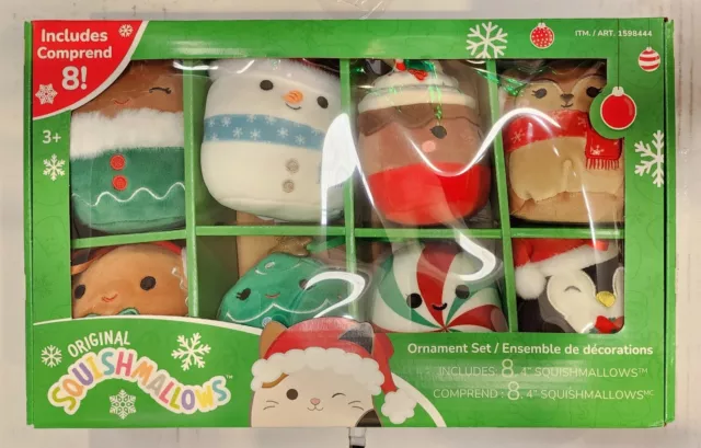 NIB Squishmallows 4” Christmas Winter Holiday Plush Ornament Set 8PK