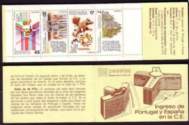 España Spain 1986 Edifil 2825C Carné Ingreso De España Y Portugal En La Cee Mnh