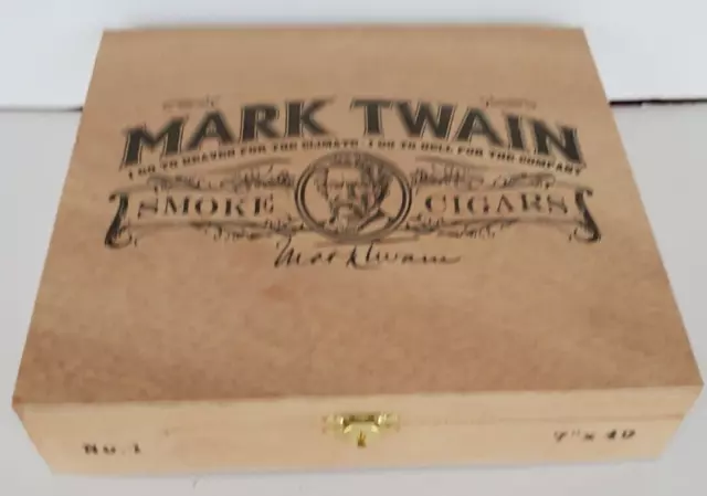 Mark Twain Cigars Beautiful Wooden & Hinged Cigar Box ORIGINAL OWNER