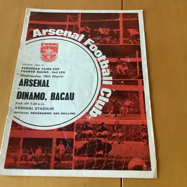 Arsenal v Dinamo Bacau European Fairs Cup 18th March 1970