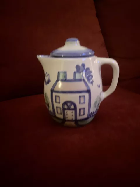 M.A. Hadley Pottery Coffee/ Tea Pot with Lid/ Cottage Design/ Chip On Spout 😩